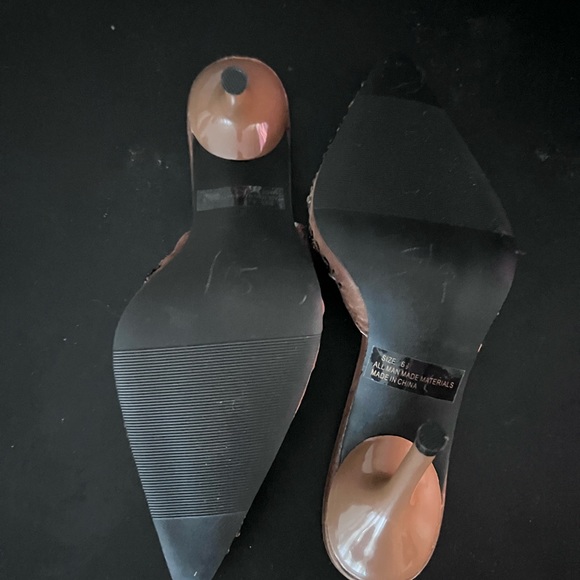 SPLASH Fashion Footwear Slip on Mules 4-inch Heels Brown-tones Sequins and Beads - Picture 7 of 14